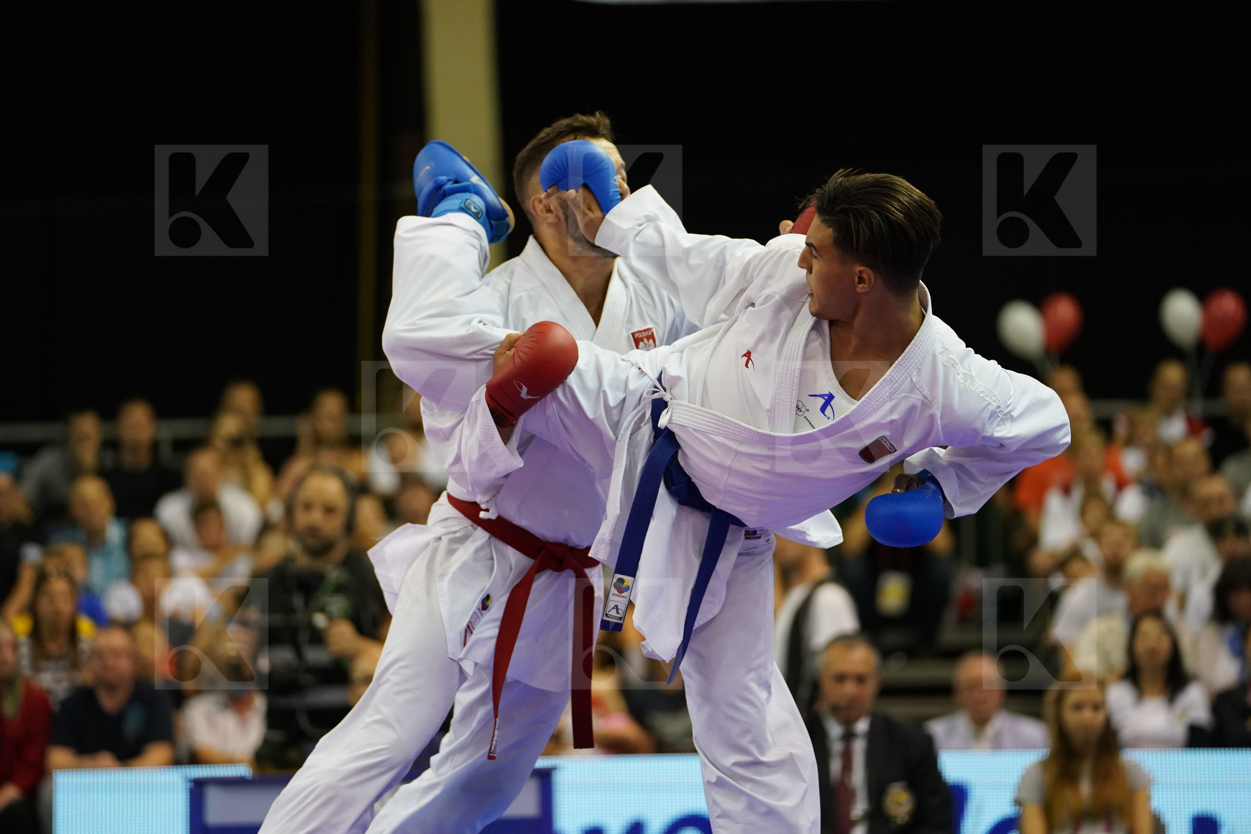 Babos Michal bronze match Male Kumite +84kg Morrocco Ouchen Achraf Poland